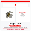 Hager 3579 WTN Grade 2 Communicating Lever Lockset – ANSI F80 | UL Listed Fire Rated