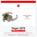 Hager 3579 ARC Grade 2 Communicating Lever Lockset – ANSI F80 UL Listed