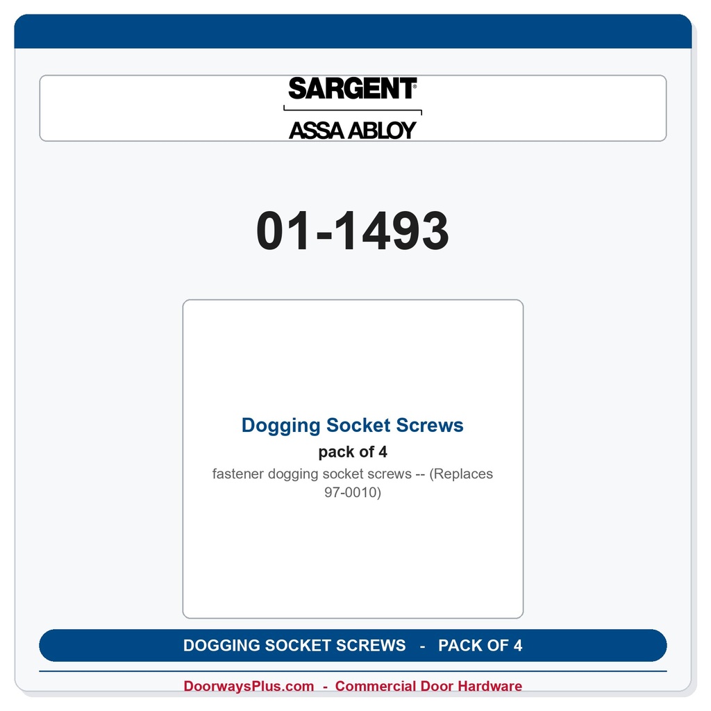 Sargent 01-1493 Dogging Socket Screws Pack of 4 (Replaces 97-0010)