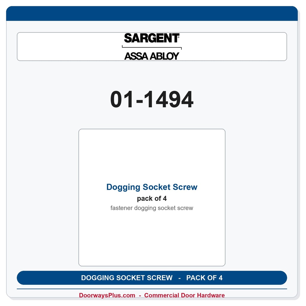 Sargent 01-1494 Dogging Socket Screw Pack of 4 | 7/8" Center Chassis Exit Device Part