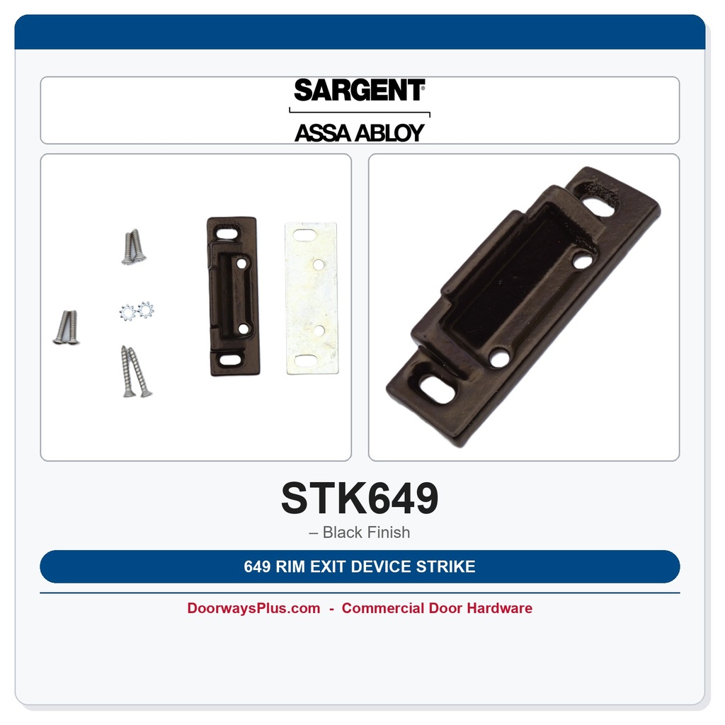 Sargent 649 Rim Exit Device Strike – Black Finish | 3828, 8500, 8800 Series