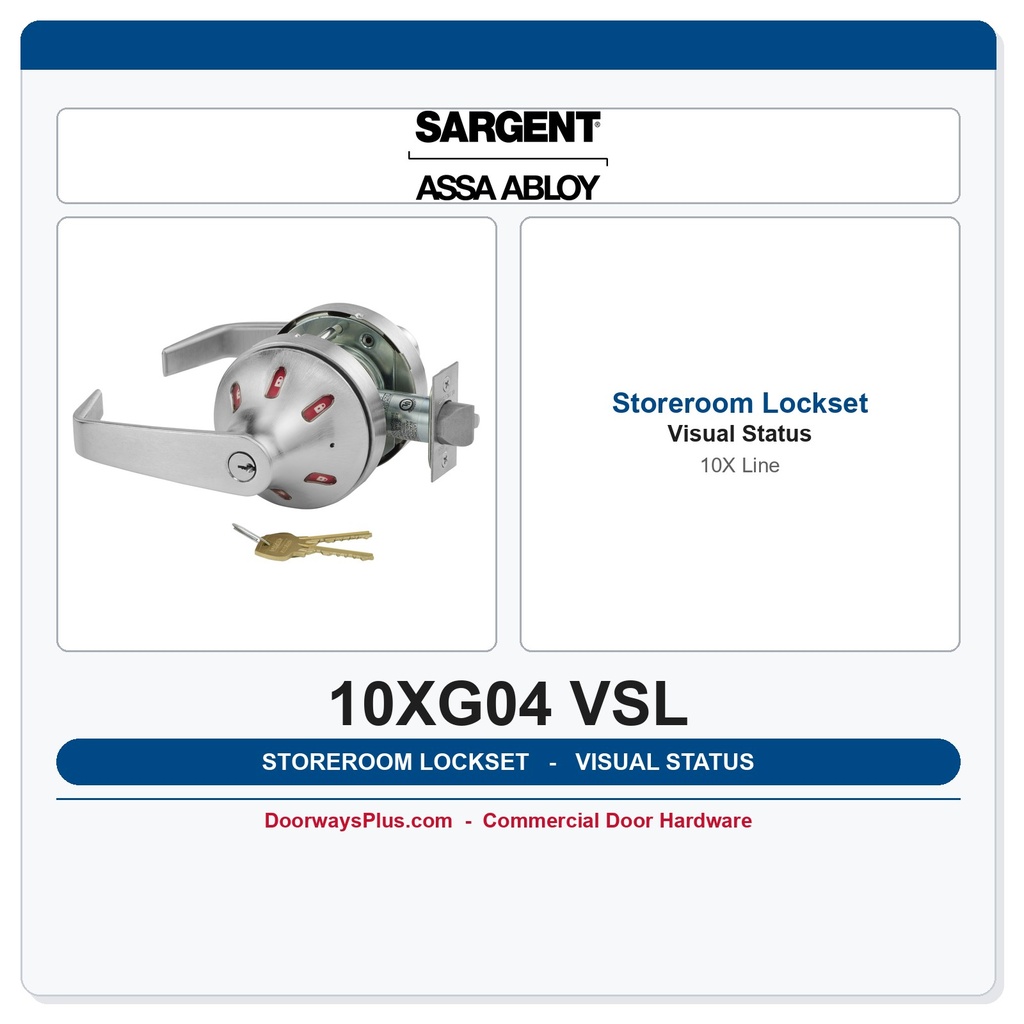Sargent 10XG04 VSL Storeroom Lever Lockset with Visual Status Indicator