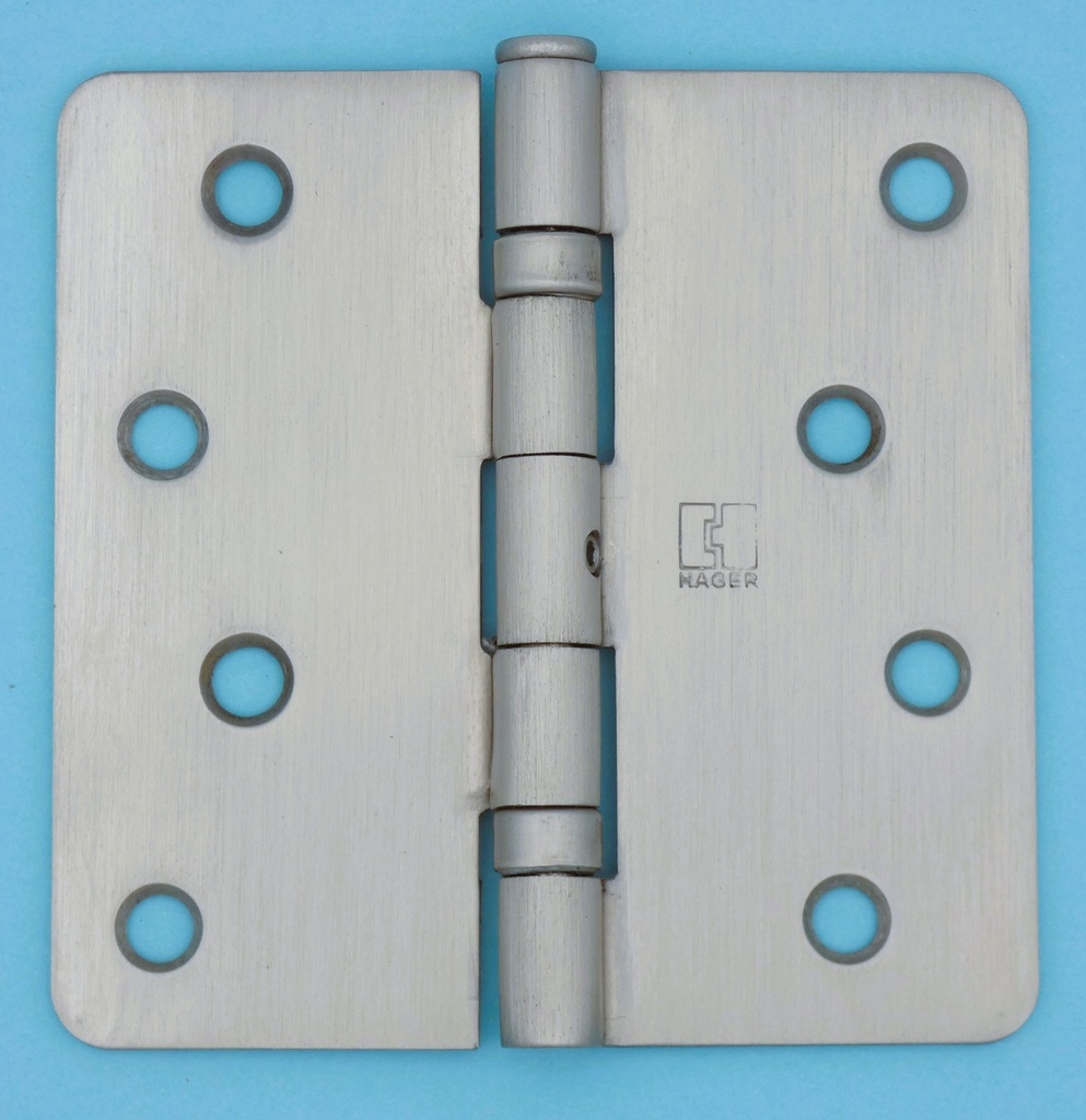 Hager Hinge RCBB1541 NRP 4" x 4" US32D Satin Stainless, 1/4" Radius Corners, Full Mortise, Residential