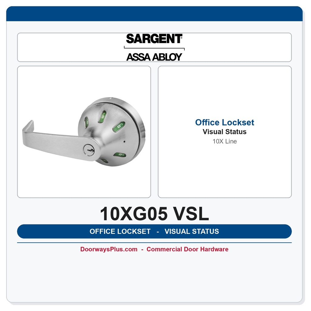 Sargent 10XG05 VSL Office Lever Lockset – Visual Status Indicator (Thumb Turn)