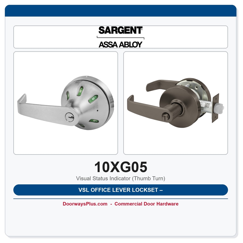 Sargent 10XG05 VSL Office Lever Lockset – Visual Status Indicator (Thumb Turn)