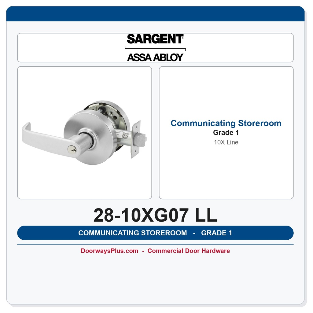 Sargent 28-10XG07 LL Grade 1 Communicating Storeroom Lockset – 10X Line
