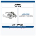 Sargent 28-10XG60 LL Key-Retaining Storeroom Lockset — 10X Line ADA Grade 1