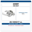 Sargent 28-10XG17 LL Institutional Lever Lockset | Grade 1 Asylum ANSI F87 | 3-Hr Fire Rated