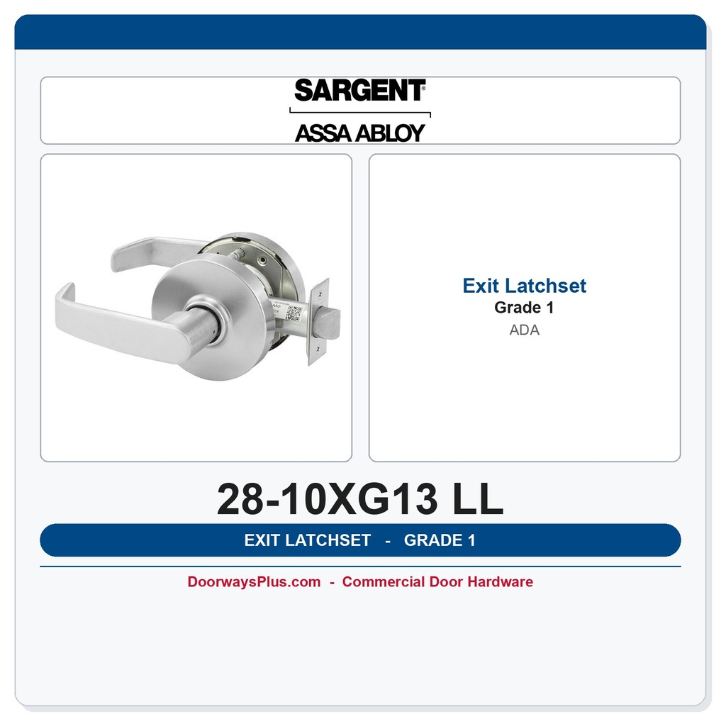 Sargent 28-10XG13 LL Exit Latchset | Grade 1 ADA Fire Rated Commercial