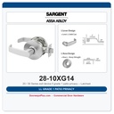 Sargent 28-10XG14 LL Grade 1 Patio Privacy Latchset | 10X Line Cylindrical Lock