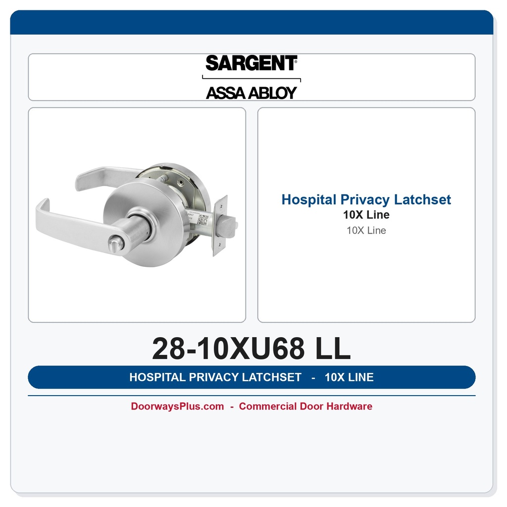 Sargent 28-10XU68 LL Hospital Privacy Latchset – 10 Line