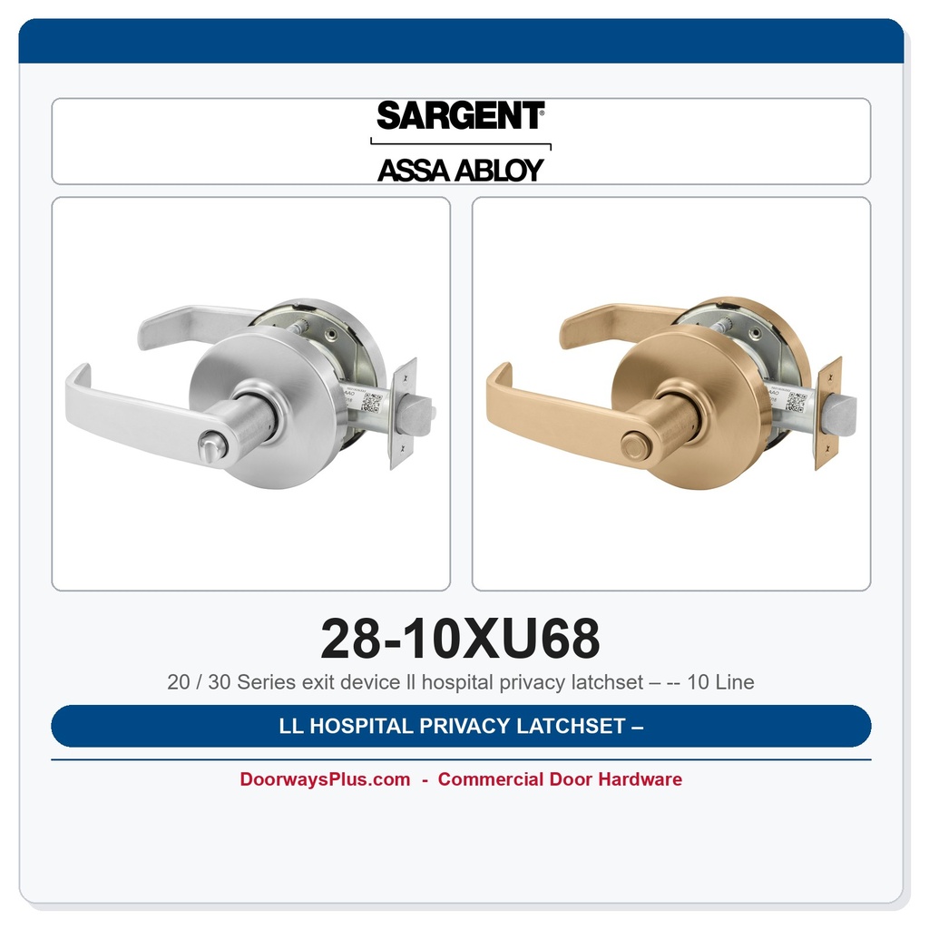 Sargent 28-10XU68 LL Hospital Privacy Latchset – 10 Line