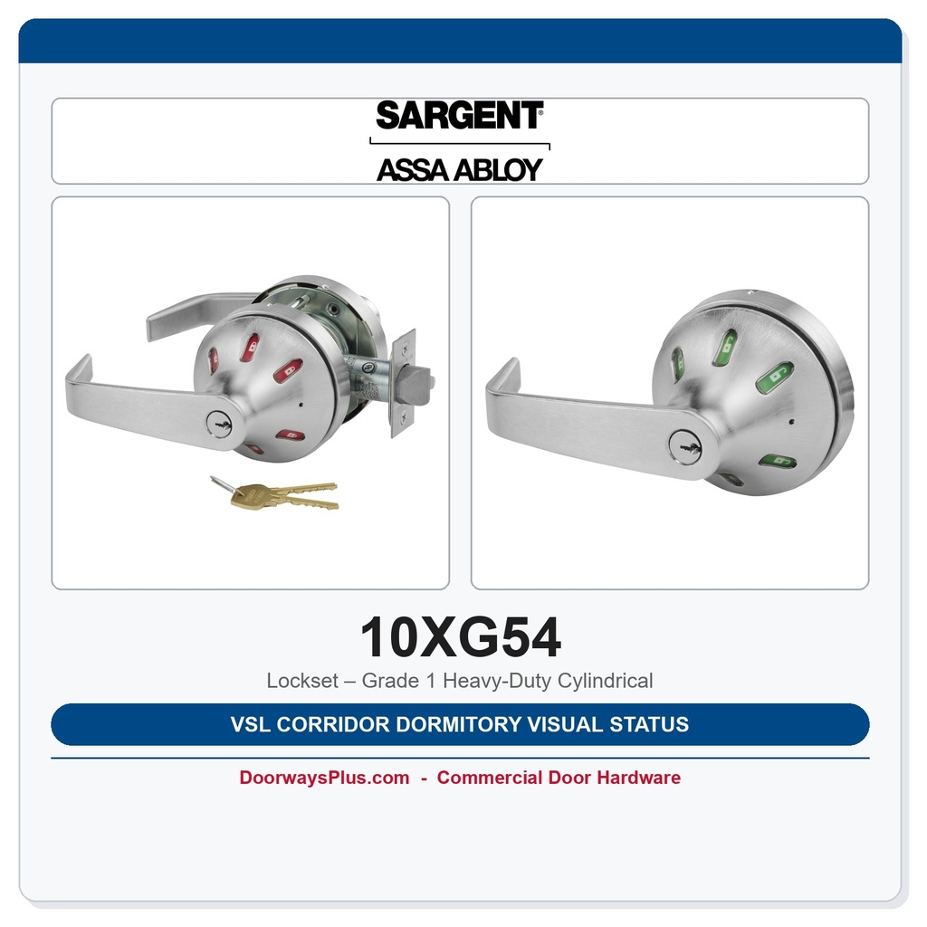Sargent 10XG54 VSL Corridor Dormitory Visual Status Lockset – Grade 1 Heavy-Duty Cylindrical