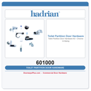 Hadrian 601000 Toilet Partition Door Hardware Kit – Chrome In-Swing