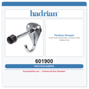 Hadrian 601900 Coat Hook and Bumper | Chrome Toilet Partition Part