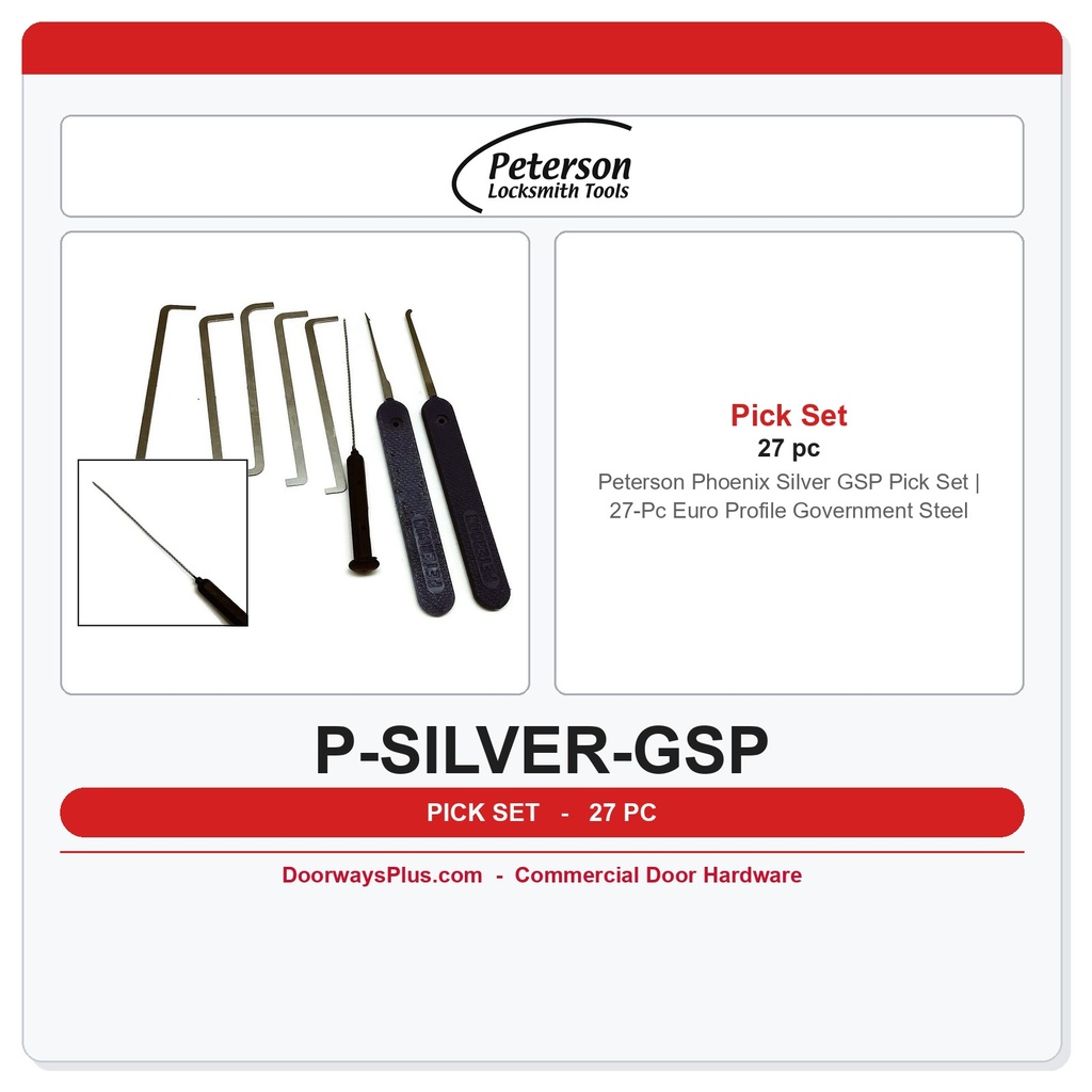 Peterson Phoenix Silver GSP Pick Set | 27-Pc Euro Profile Government Steel