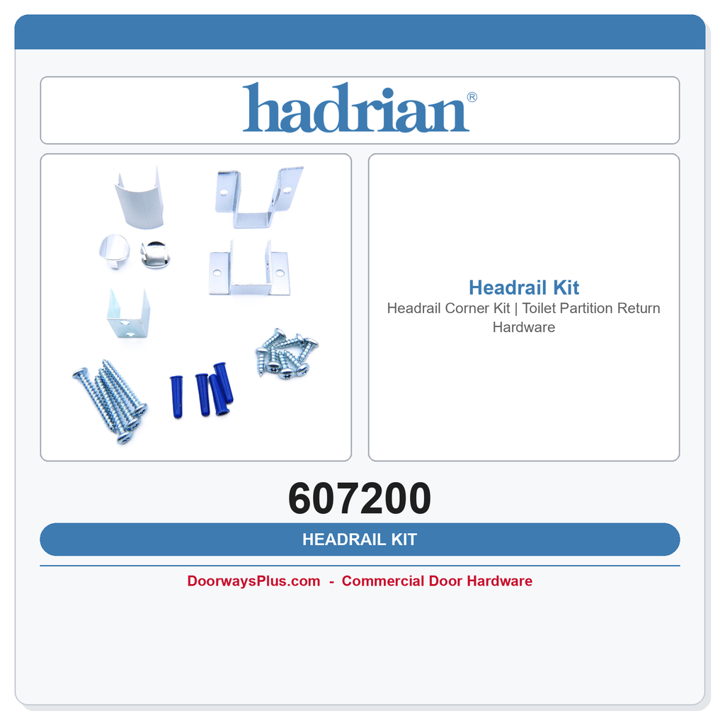 Hadrian 607200 Headrail Corner Kit | Toilet Partition Return Hardware
