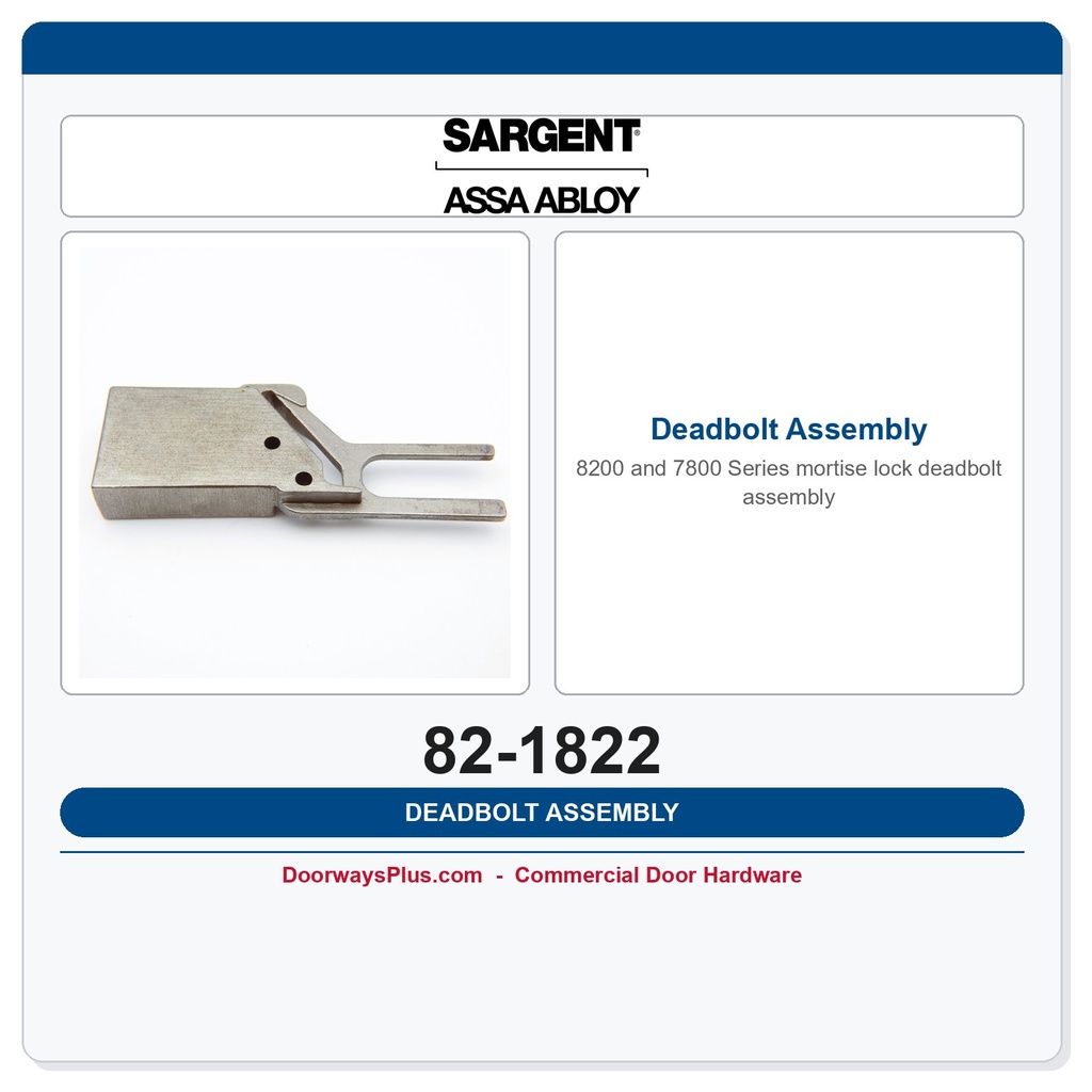 Sargent 82-1822 Deadbolt Assembly | 8200 Series Mortise Lock Part
