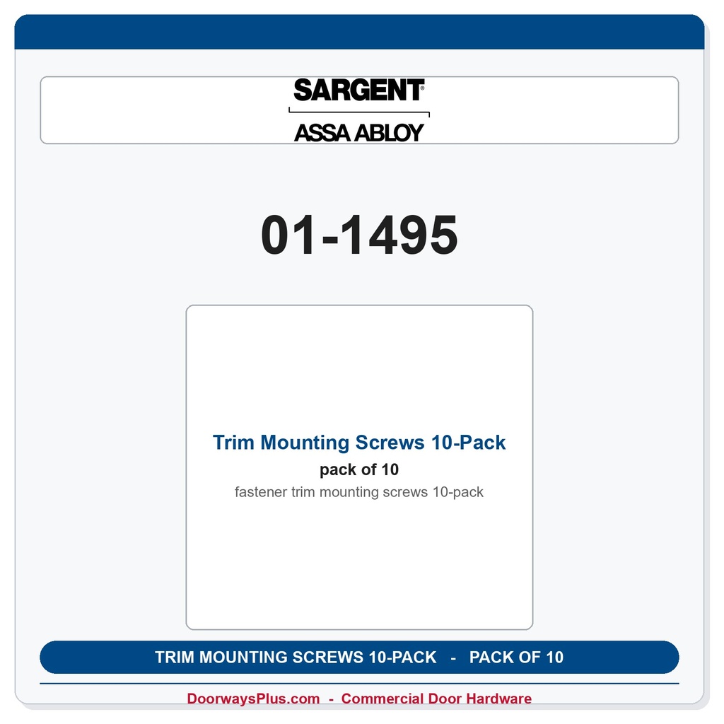 Sargent 01-1495 Trim Mounting Screws 10-Pack | 8200 & 7800 Series Mortise Lock Parts