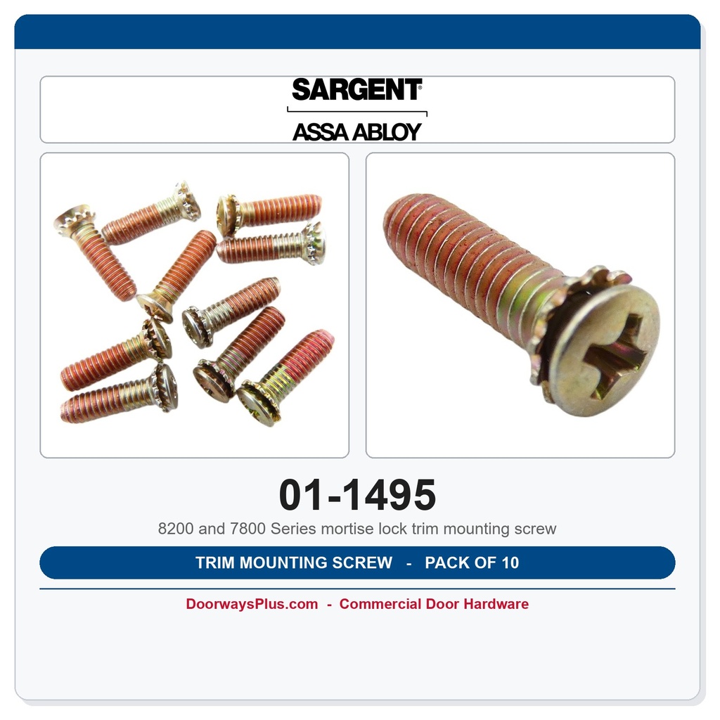 Sargent 01-1495 Trim Mounting Screws 10-Pack | 8200 & 7800 Series Mortise Lock Parts