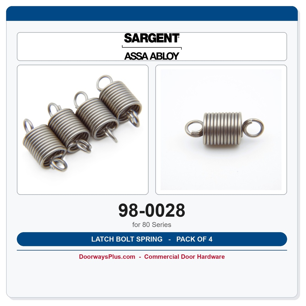 Sargent 98-0028 Latch Bolt Spring – 80 Series Exit Device Part #6 (Pkg/4)