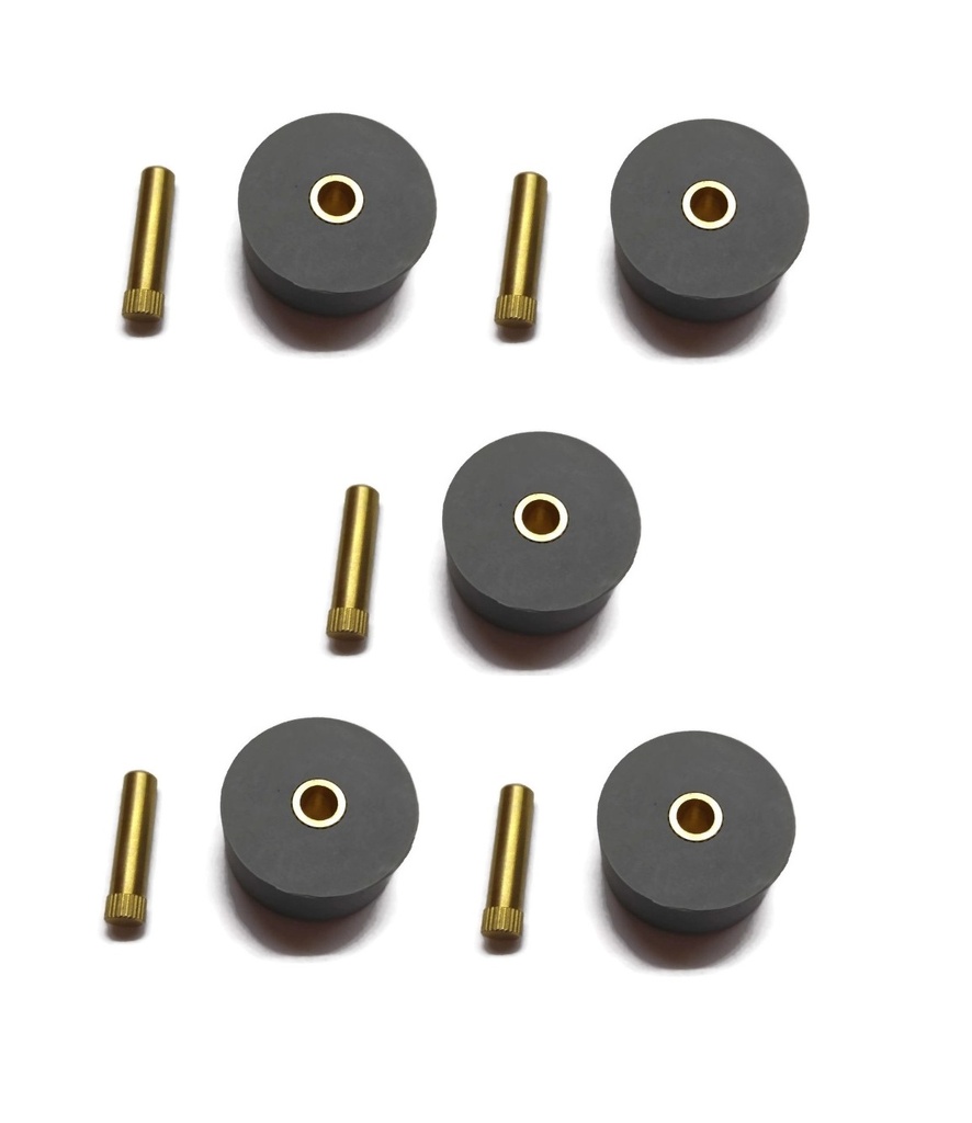 Rockwood 576B Gray Rubber Roller Bumper Replacement | 5-Pack with Brass Pins
