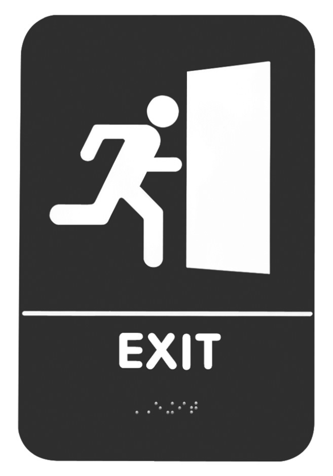 Rockwood BFM682 ADA Tactile Exit Sign | Grade 2 Braille | Blue/Black