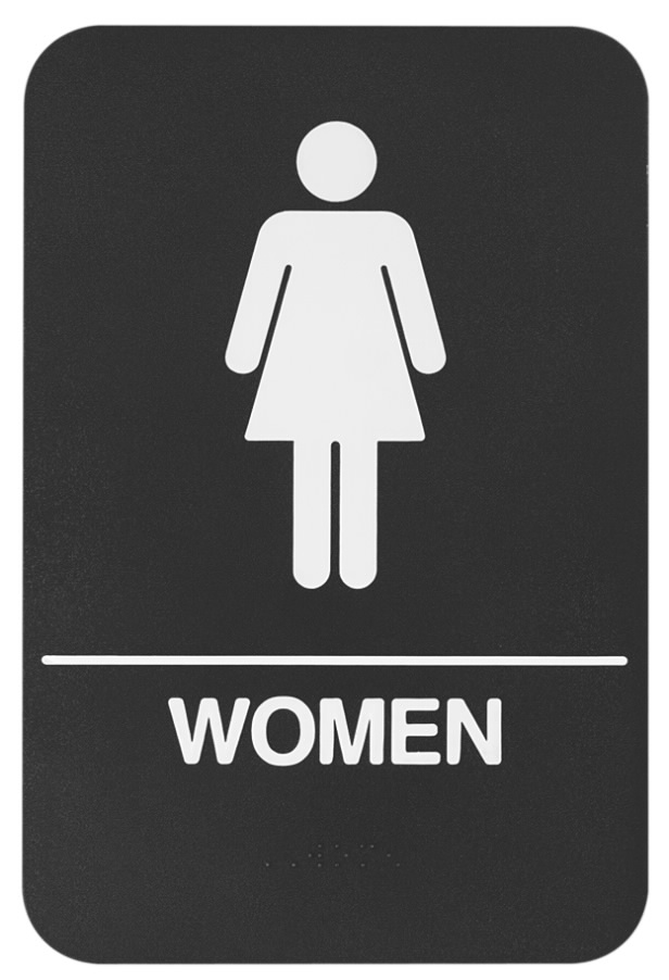 Rockwood BFM685 "Women" Restroom Sign | Tactile & Grade 2 Braille 