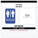 Rockwood BFM686 ADA Tactile Restroom Sign | Grade 2 Braille | Blue or Black | 6"x9"