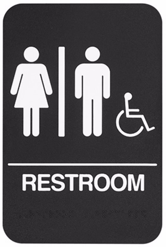 Rockwood BFM689 ADA Restroom Sign | Tactile Grade 2 Braille 6"x9" Molded Plastic