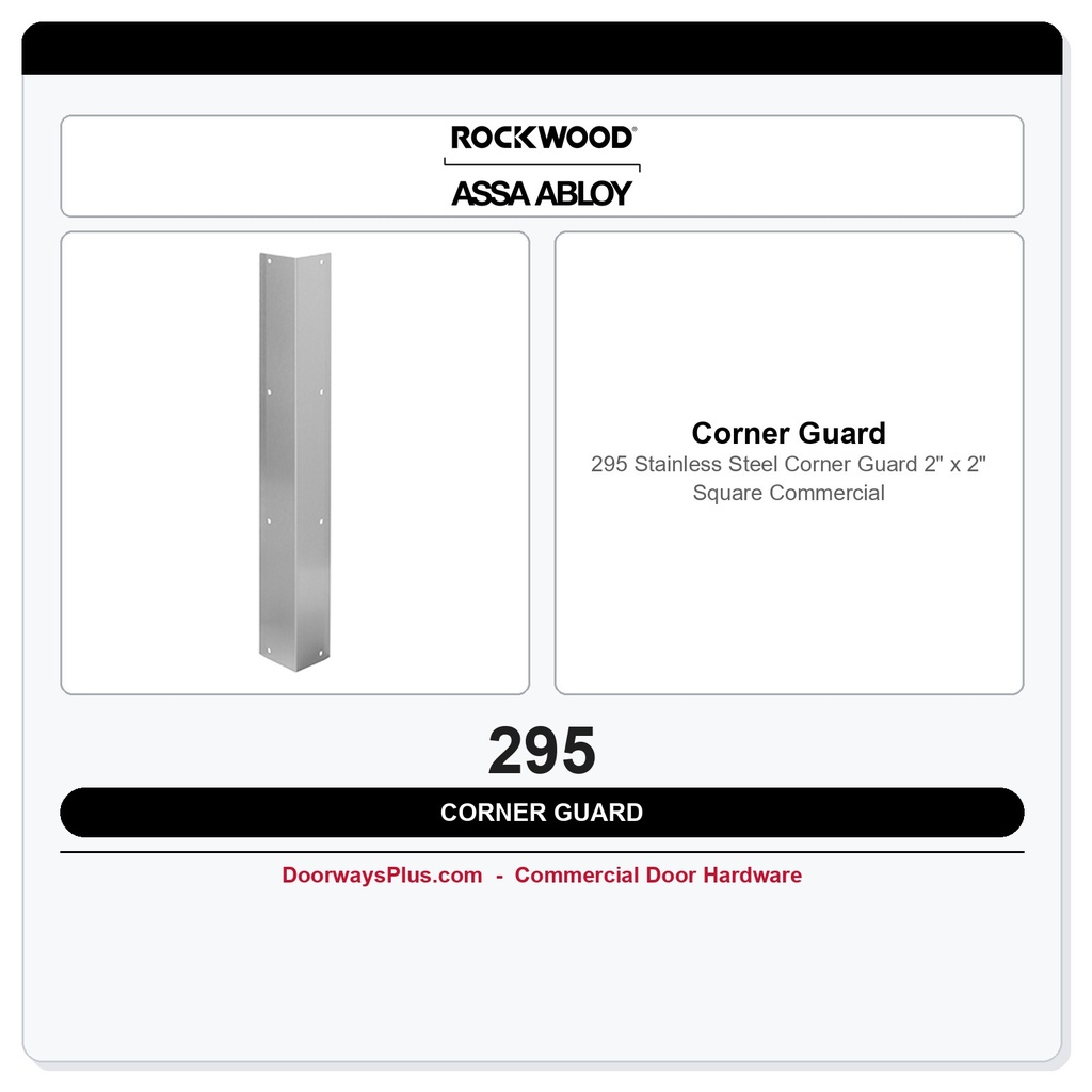 Rockwood 295 Stainless Steel Corner Guard | 2" x 2" Square Commercial