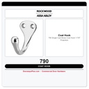 Rockwood 790 Single Cast Brass Coat Hook | 1-7/8" Projection