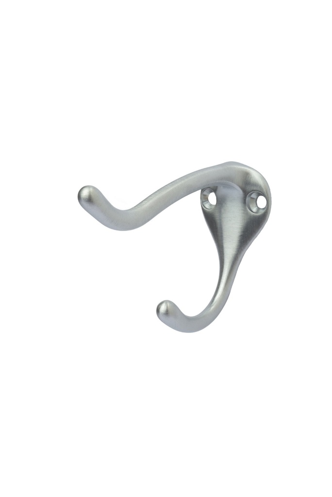 Rockwood 802 Double Coat Hook | Solid Cast Brass | US26D Satin Chrome | 3" Projection