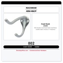 Rockwood 802 Double Coat Hook | Solid Cast Brass | US26D Satin Chrome | 3" Projection