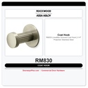 Rockwood RM830 LineaMax Grooved Coat Hook – 2-1/4" Projection | Stainless Steel
