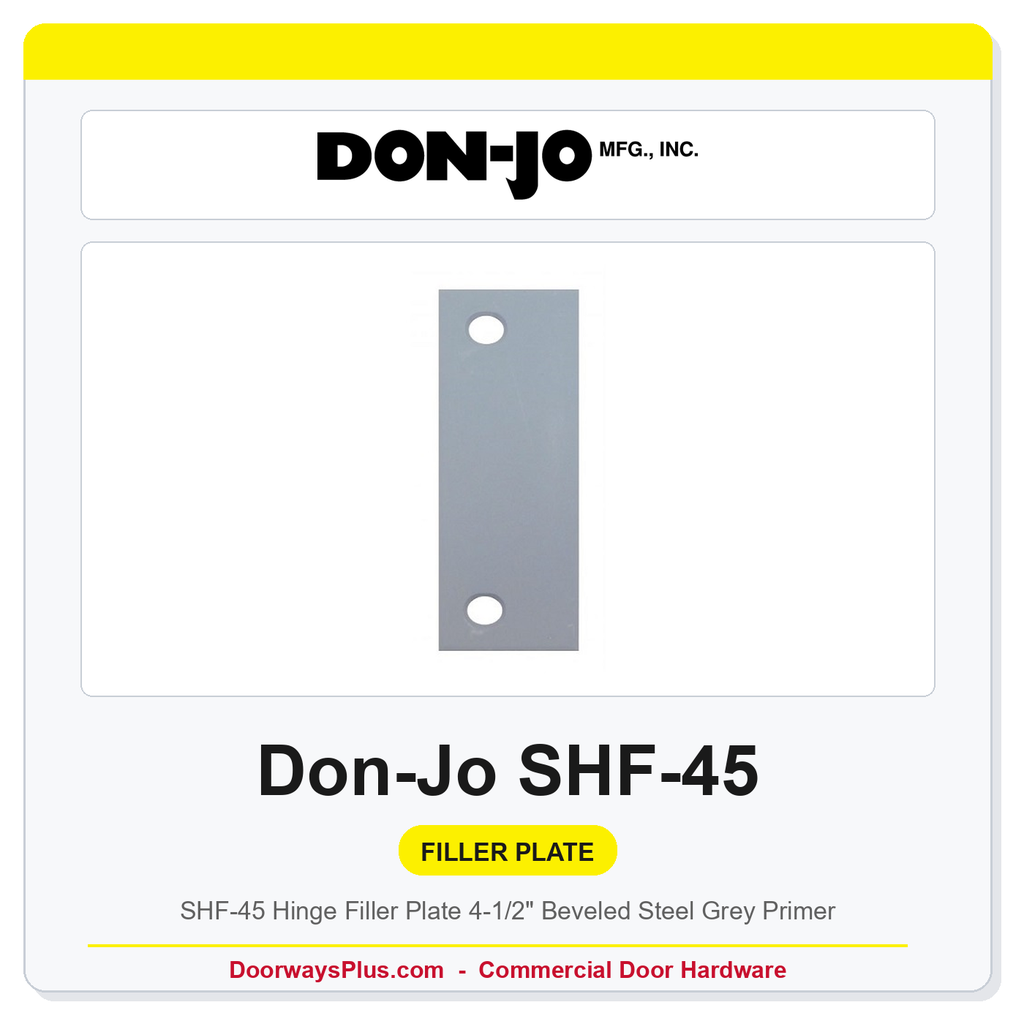 Don-Jo SHF-45 Hinge Filler Plate 4-1/2" Beveled Steel Grey Primer