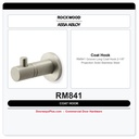 Rockwood RM841 Groove Long Coat Hook | 2-1/8" Projection | Solid Stainless Steel