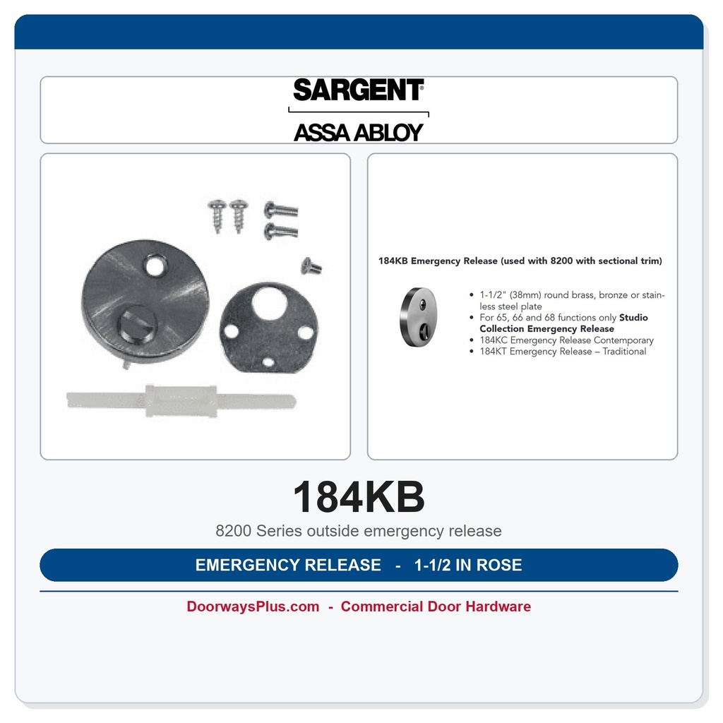 Sargent 184KB Outside Emergency Release – 8200 Series Mortise Lock Part