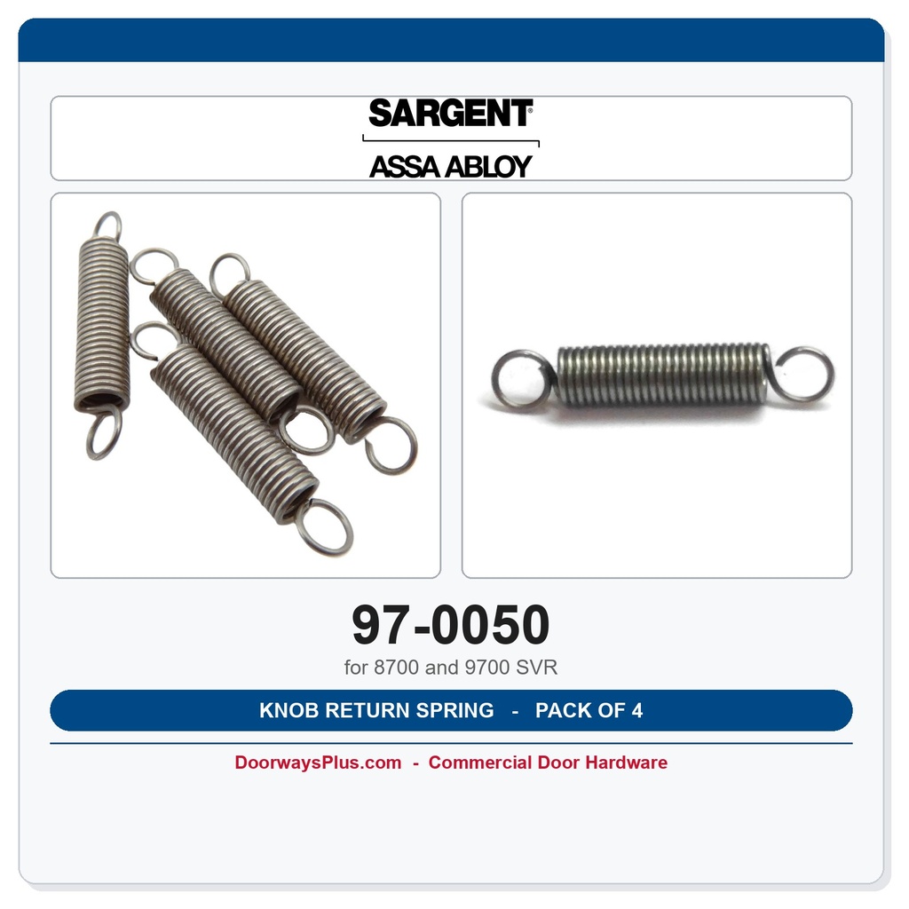 Sargent 97-0050 Knob Return Spring for 8700 & 9700 SVR Exit Devices — Pack of 4