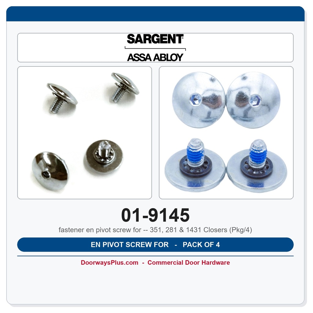 Sargent 01-9145 EN Pivot Screw for 351, 281 & 1431 Closers (Pkg/4)