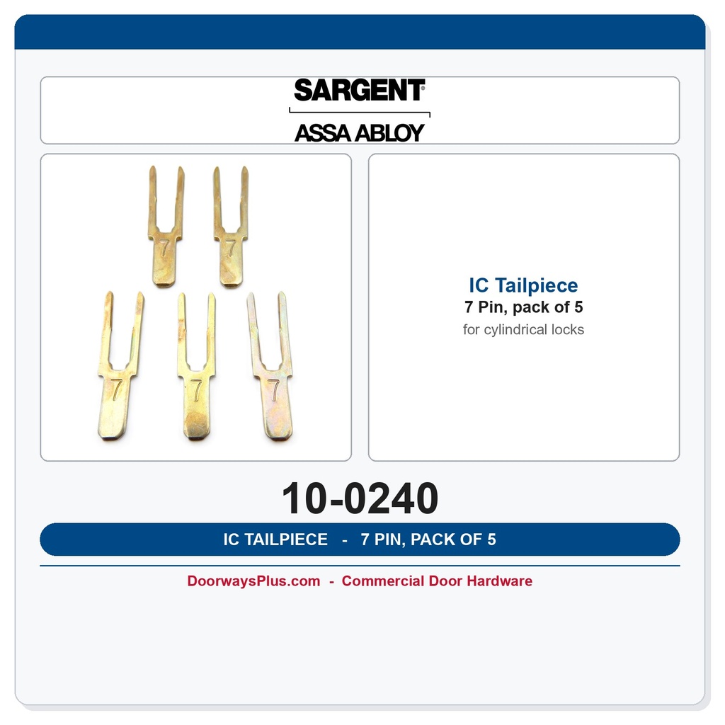 Sargent 10-0240 7-Pin IC Tailpiece for Cylindrical Locks – Pack of 5
