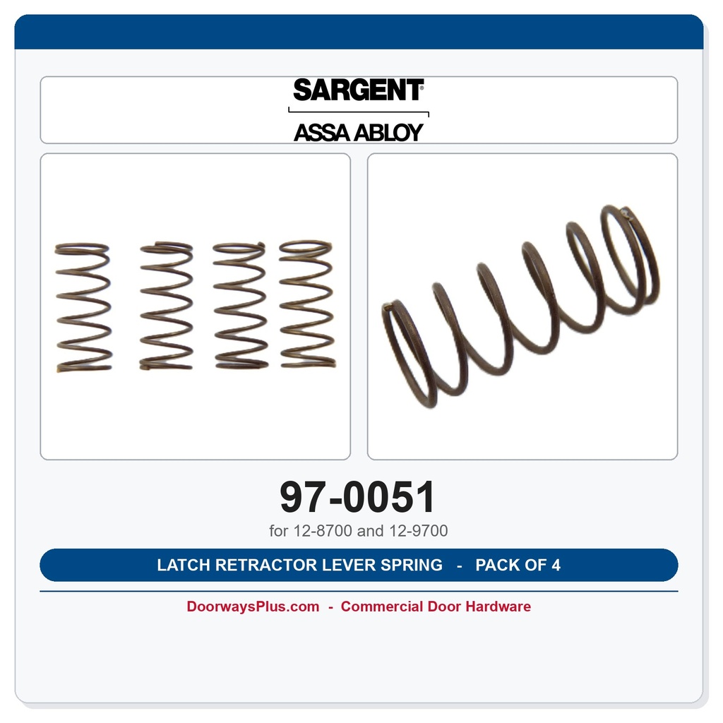 Sargent 97-0051 Latch Retractor Lever Spring | 12-8700 & 12-9700 Series | Pack of 4