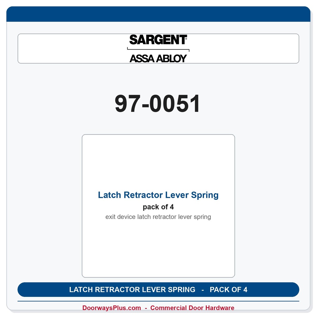 Sargent 97-0051 Latch Retractor Lever Spring | 12-8700 & 12-9700 Series | Pack of 4