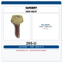 Sargent 265 Key Blank — 5-Pin U Keyway, Nickel Silver, Pack of 10