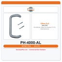International Door Closer PH-4000-AL Offset Pull Handle, 9" CTC, Solid Aluminum