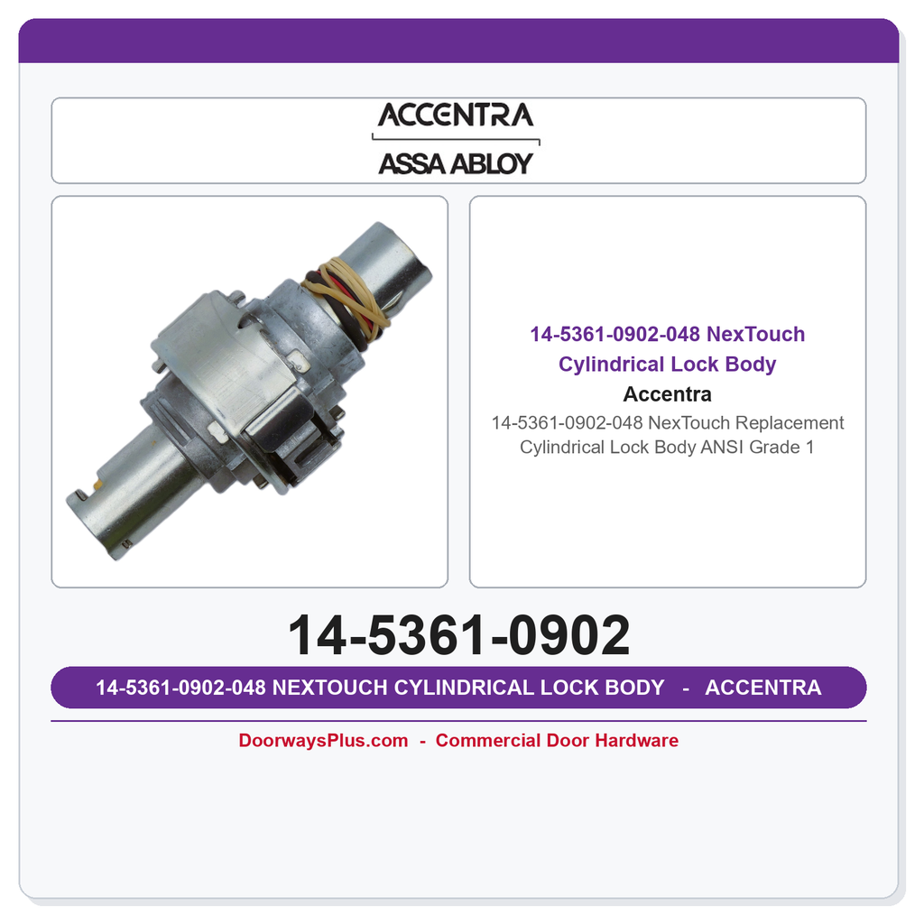 Accentra 14-5361-0902-048 NexTouch Replacement Cylindrical Lock Body – ANSI Grade 1