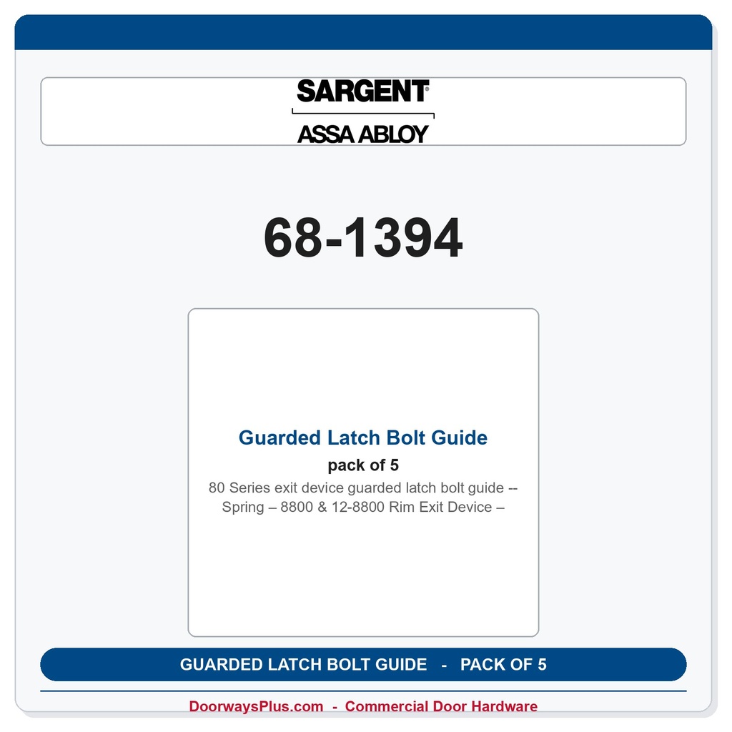 Sargent 68-1394 Guarded Latch Bolt Guide Spring – 8800 & 12-8800 Rim Exit Device – Pack of 5