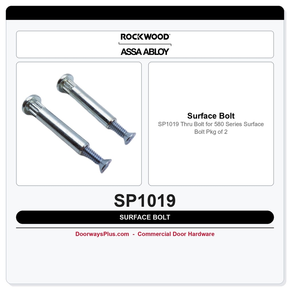 Rockwood SP1019 Thru Bolt for 580 Series Surface Bolt – Pkg of 2