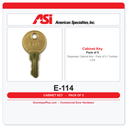 ASI E-114 Dispenser Cabinet Key – Pack of 5 | Tumbler Lock