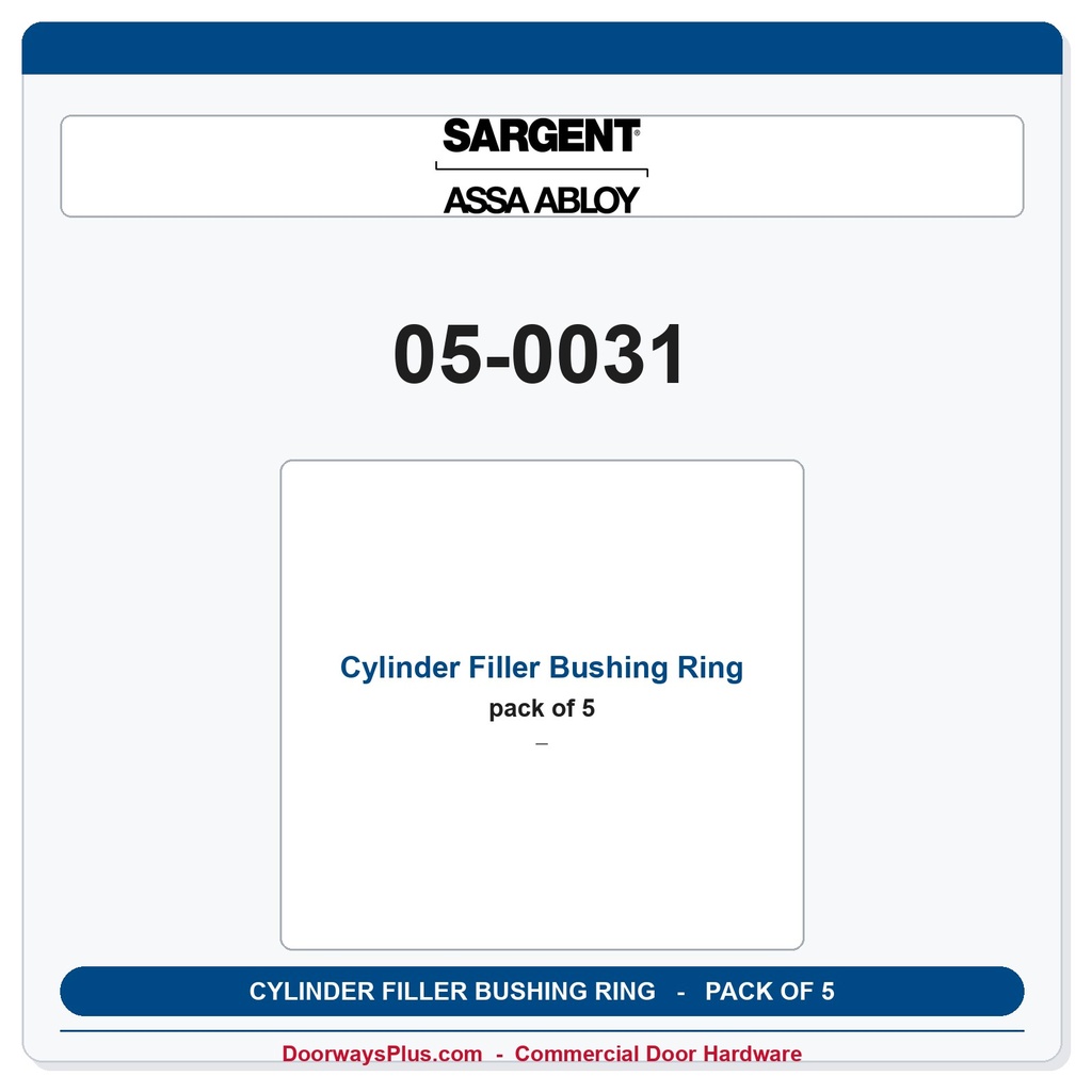 Sargent 05-0031 Cylinder Filler Bushing Ring – Pack of 5